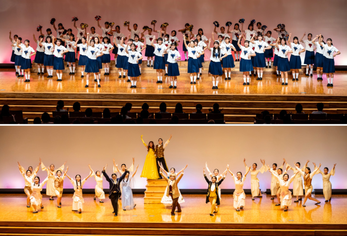 カリタス女子中学高等学校のコーラス部のステージの様子