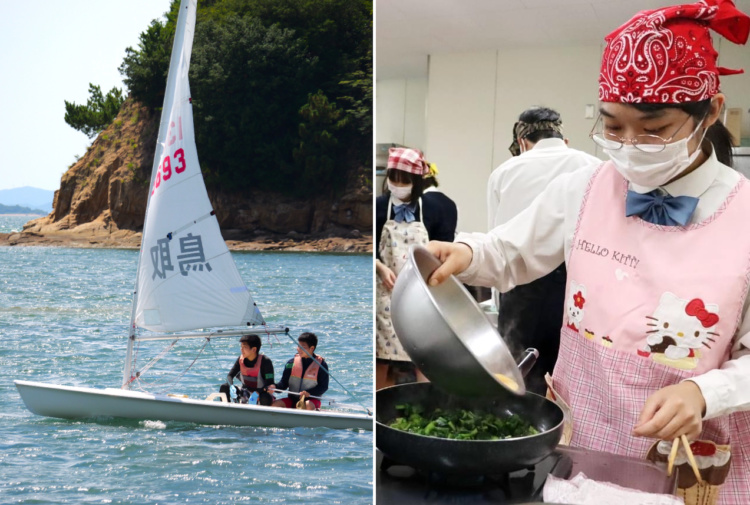 岡山学芸館清秀中学校・高等部で行われた清秀夏の体験WEEKの様子