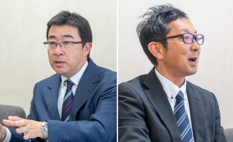 報徳学園中学校・高等学校の入試広報部長の堀谷先生と進路指導部長の森田先生