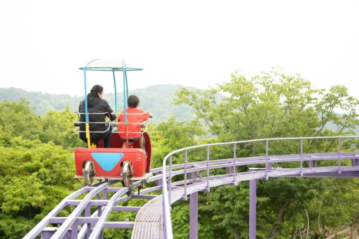 「道の駅 一本松展望園」内の「ミニ鉄道公園」で楽しめる「サイクルカー」