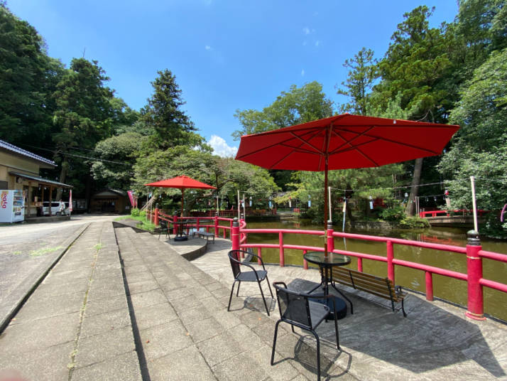 間々田八幡宮の弁天池周辺の風景