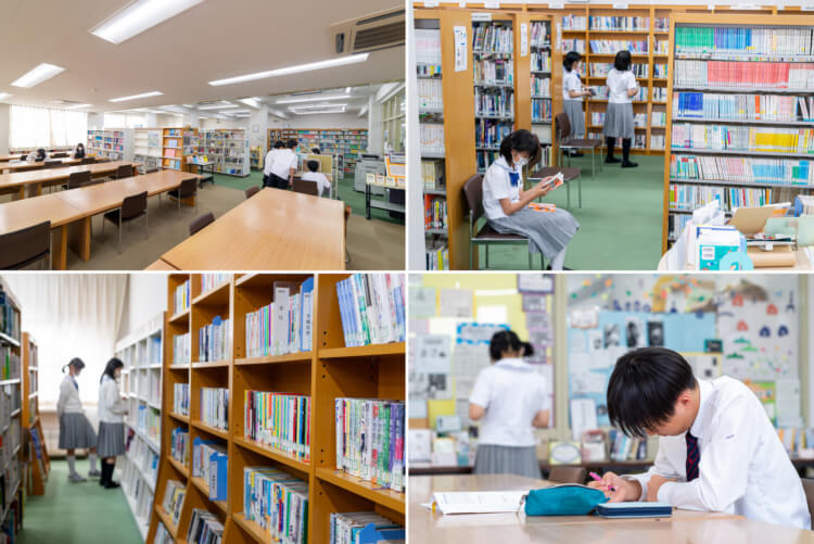 西大和学園中学校・高等学校の図書室の風景