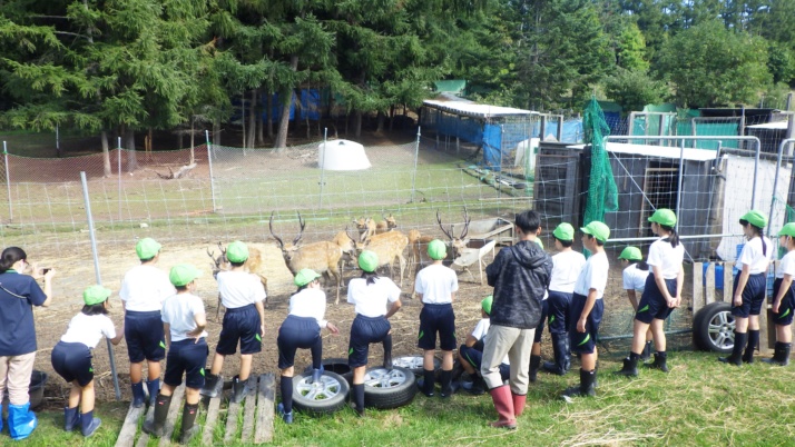 東京農業大学稲花小学校の児童が東京農業大学の北海道オホーツクキャンパスを訪れた様子