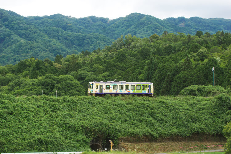 島ヶ原温泉やぶっちゃオートキャンプ場から見える電車