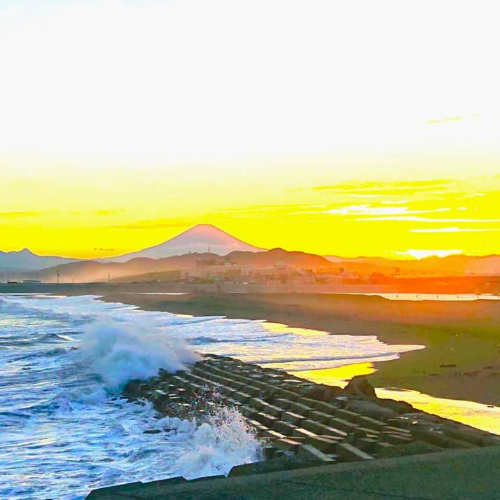 「ちがさき柳島キャンプ場」に近い相模川の河口風景